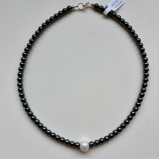 Hematite & Pearl Necklace