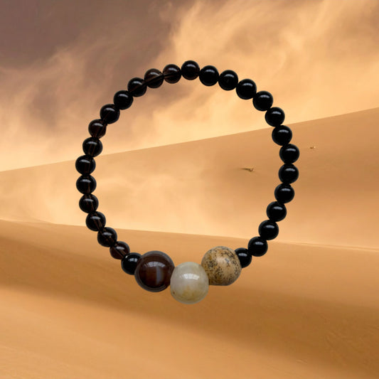 Black Onyx, Agate & Jasper Bracelet