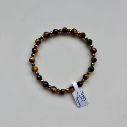 Tiger’s Eye & Gold Hematite Bracelet