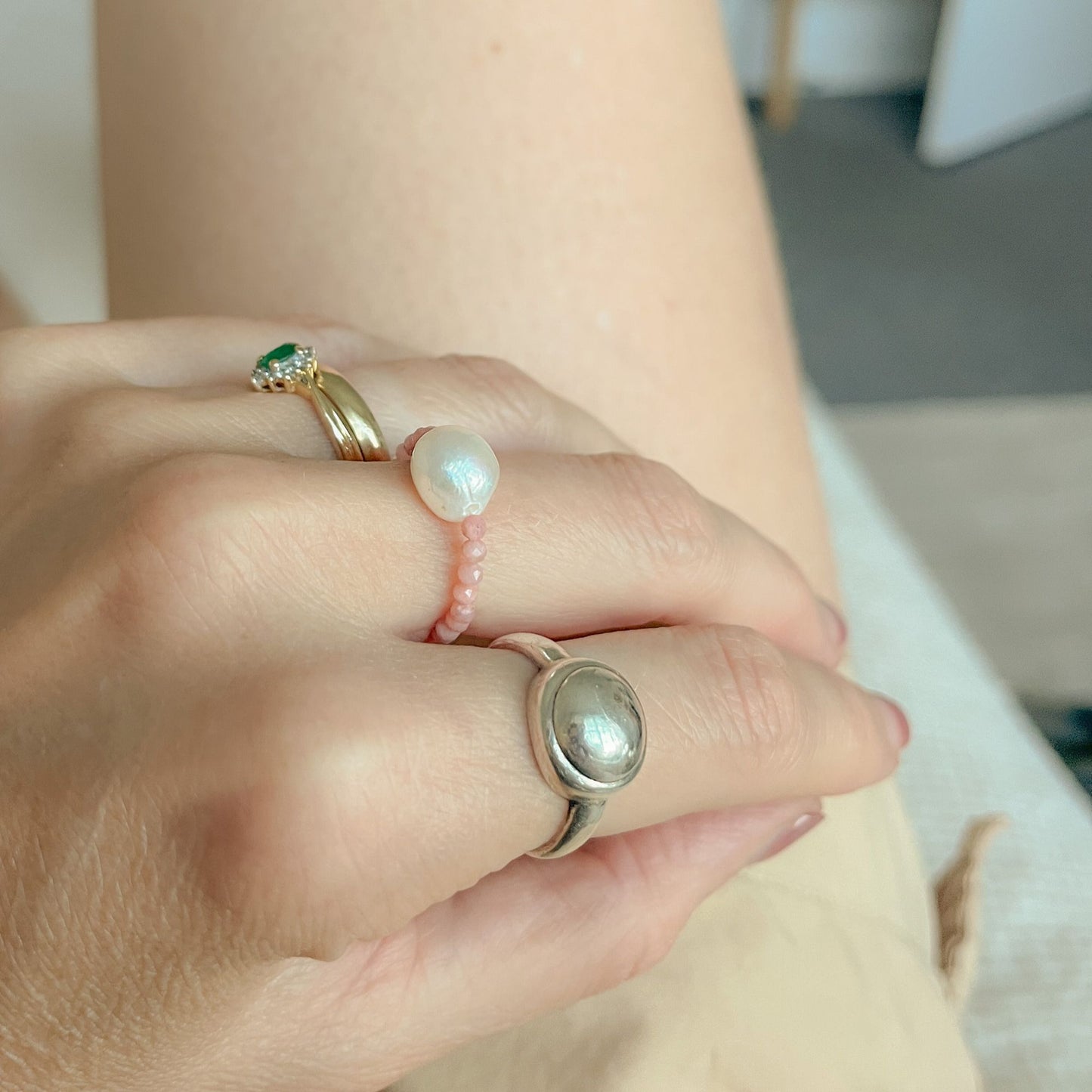 Dainty beaded ring