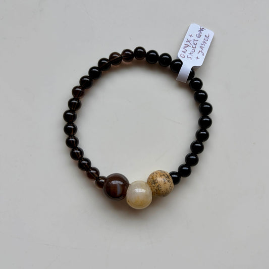 Black Onyx, Agate & Jasper Bracelet