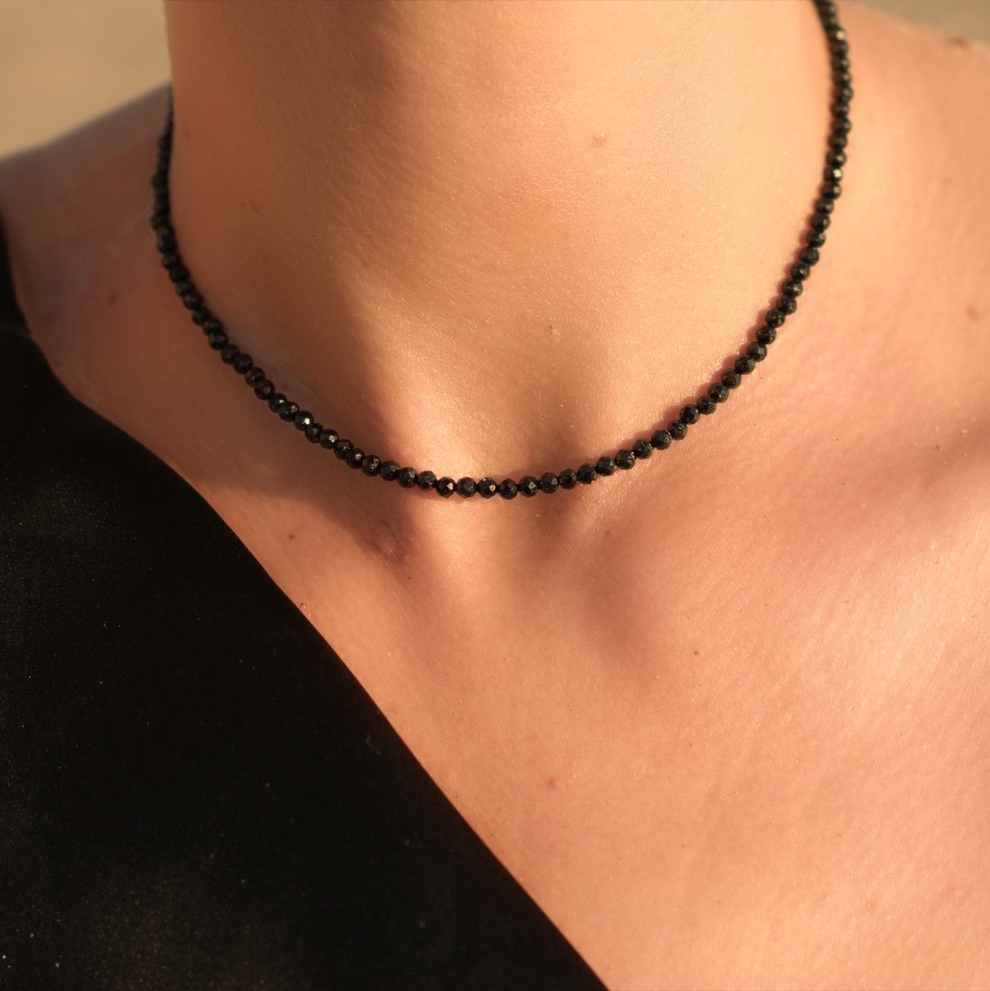 Black spinel necklace