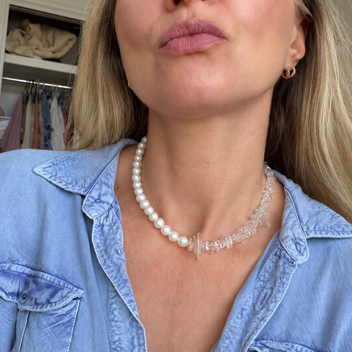 Shimo – Clear Quartz & Pearl Necklace