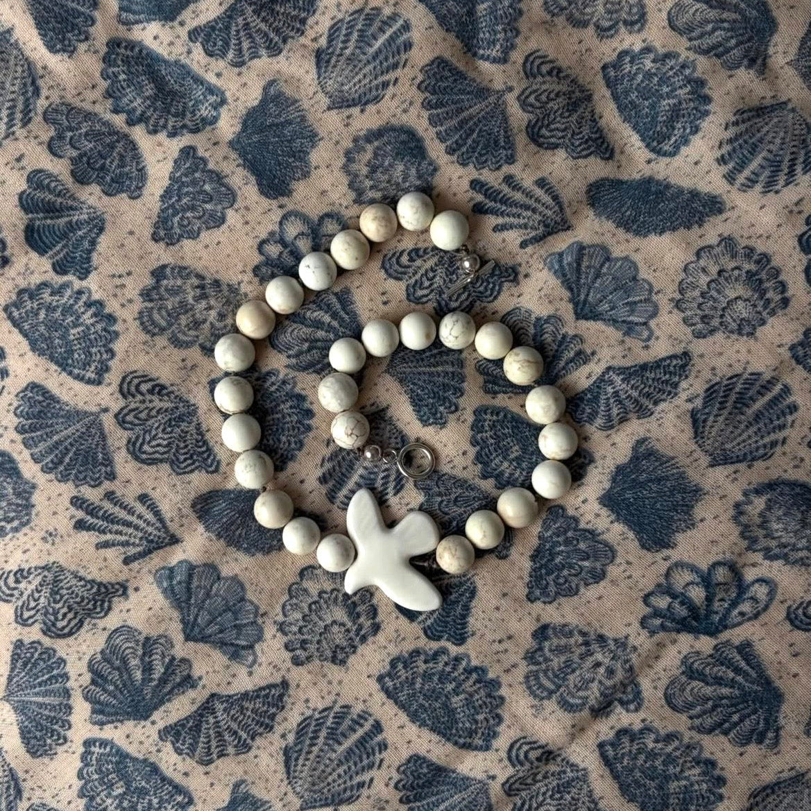 Hato Necklace | Howlite + Ceramic Dove