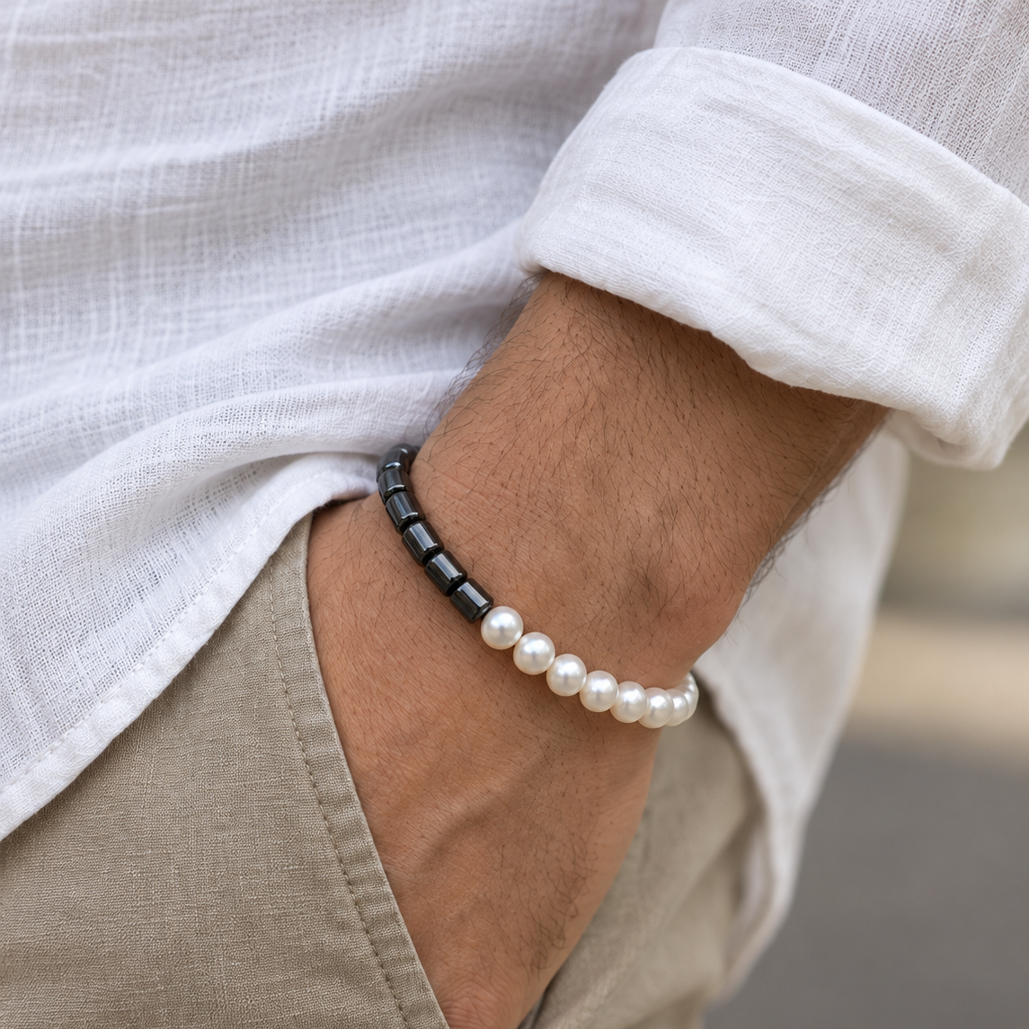 Hematite & Pearl Bracelet