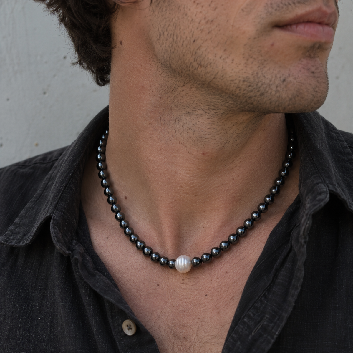 Hematite & Pearl Necklace